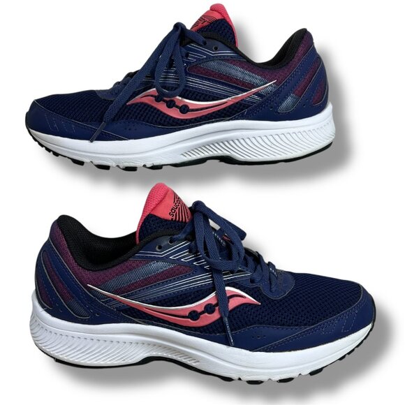 Saucony Cohesion 15 Running Shoe Womens 7.5 Navy Pink Comfort Sneakers S10701-18 - Picture 1 of 9